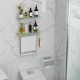 thumbnail image 6 of Woindo Bathroom Glass Shelf with Railing, Floating Tempered Glass Bathroom Wall Shelf Rectangle 16 Inch Over The Toilet Storage Cabinet, Gaming Floating Shelves, Bathroom Accessories and Home Decor, 6 of 11