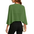 thumbnail image 5 of Vinsonshop 3/4 Sleeve Sheer Shrugs for Women Chiffon Bolero Open Front Lightweight Cropped Cardigan Top Green M, 5 of 6