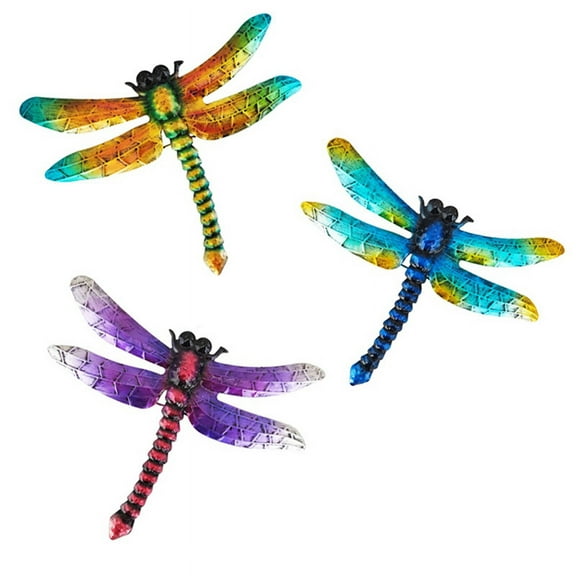 3Pcs Dragonfly Wall Hanging Metal Decor Decoraciones Art Garden Adornment Room