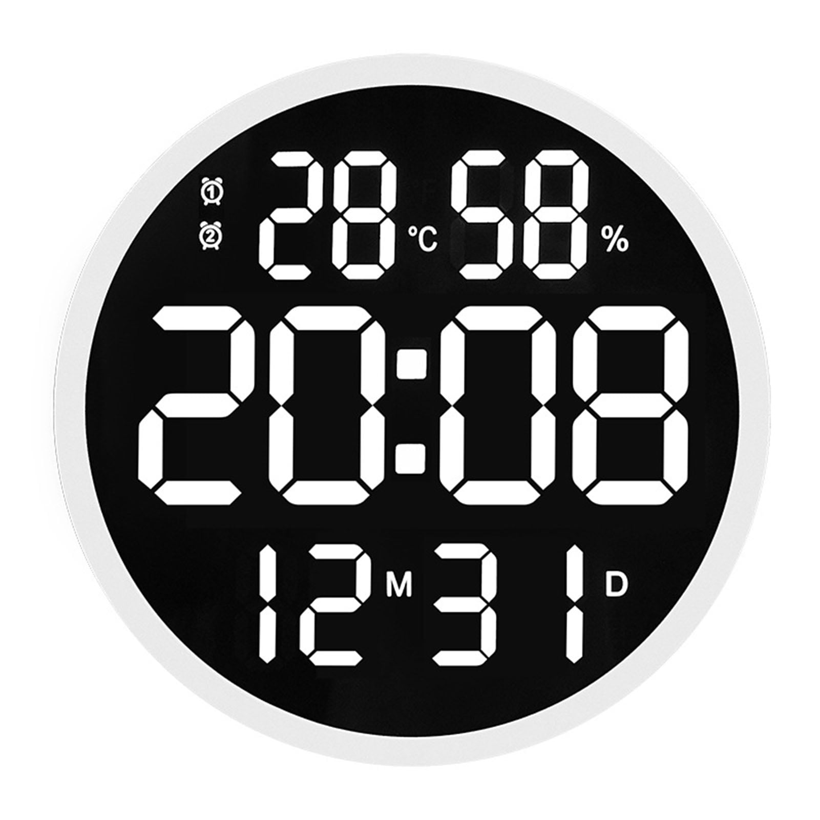 Htovila 12 Inch Round Silent Electronic Clock Large Font Digital