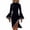 Navy, variant on Women's Fall Stand Collar Flare Sleeve Contrast Asymmetrical Slit Bodycon Dress, Formal Evening Dress for Holiday Party Special Event