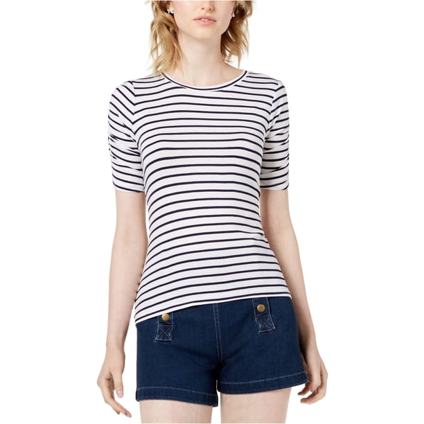Camiseta básica maison Jules a rayas para mujer blanca extragrande