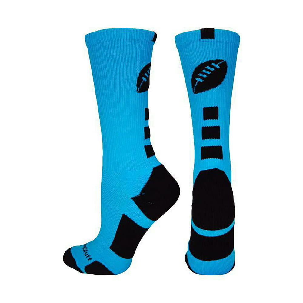 MadSportsStuff - Football Logo Crew Socks (Electric Blue/Black, Large ...