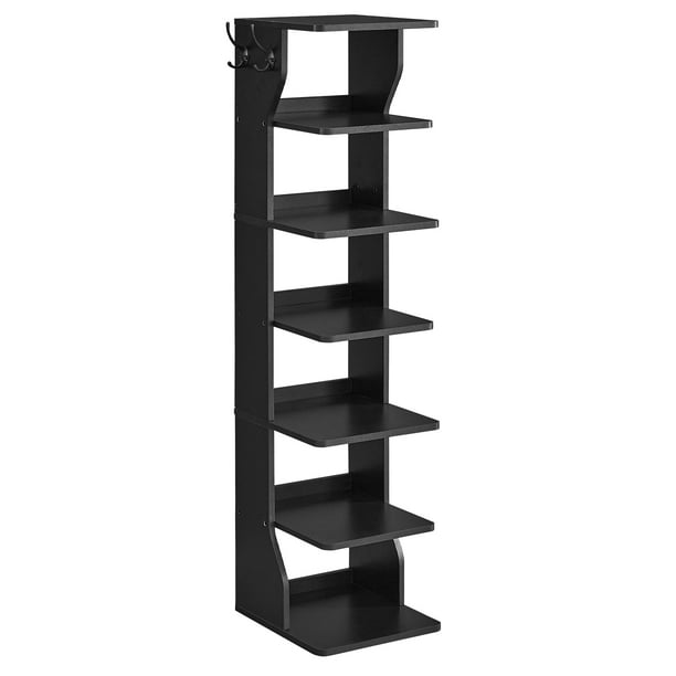 Estante vertical para zapatos Shelf VASAGLE de 7 niveles, negro, 43.5 pulgadas de alto