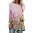 thumbnail image 2 of Qertyioot Hauts de Mode pour Femmes, Blouse Décontractée à Manches Longues Col Rond Imprimé Folk-custom, 2 of 5