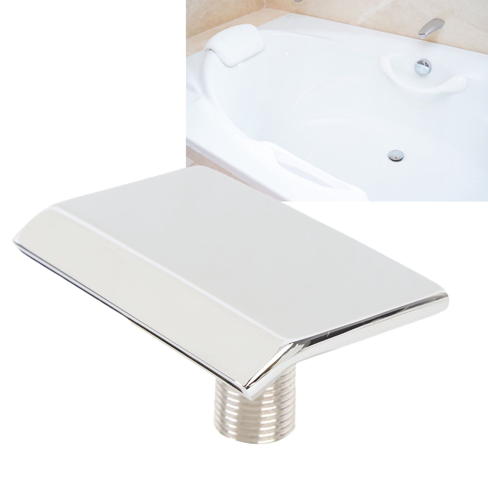 Suodoka Stainless Steel Waterfall Tub Spout G1/2 External Thread Wall Mounted Pool Bathtub Faucet Outlet Nozzle For SPA Swimming Pool Bathroom Upgrades, Silver Finish, 3.9 x 2.4 in / 10 x 6 cm