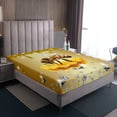 thumbnail image 4 of Honeybee Bed Sheets Set Yellow Sequin Fluid Art Sheets,Crystal Diamond Sheet Set Twin,Bee Beetles Fitted Sheet Cute Animals Bugs Room Decor, 4 of 7