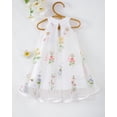thumbnail image 4 of Kids Girls Clothes Little Girls Tulle Dress 5T Girls Summer Halter Dress 6Y Girls Sleeveless Solid Color Floral Dress White, 4 of 8