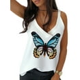 thumbnail image 1 of DYMADE Haut à Manches Courtes Women V Neck Floral Papillon Print, 1 of 2