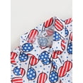 thumbnail image 6 of Aojekbee Independence Day Boys Summer Clothes Glasses/Cow Head Print Short Sleeve Turn-Down Collar Tops Solid Color Shorts 2Pcs Suit, 6 of 10