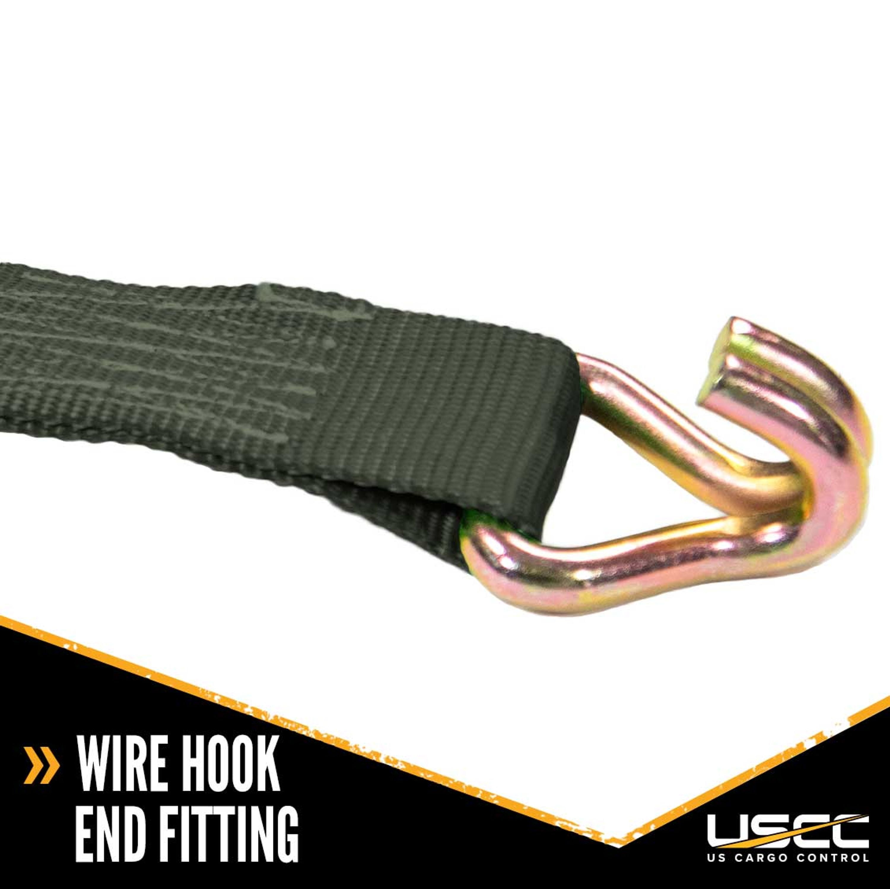 US Cargo Control Ratchet Straps, 2 Inch x 27 Foot Ratchet Strap, 2 Inch Ratchet Strap, Olive Ratchet Strap, Wire Hook Ratchet Strap, Tiedown Strap With Double J Hooks, Dependable Cargo Strap