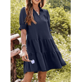 thumbnail image 6 of Casual Dresses for Women Lapel Collared V Neck Mid Sleeved Pleated Summer Dresses for Women Midi Dresses, 6 of 6