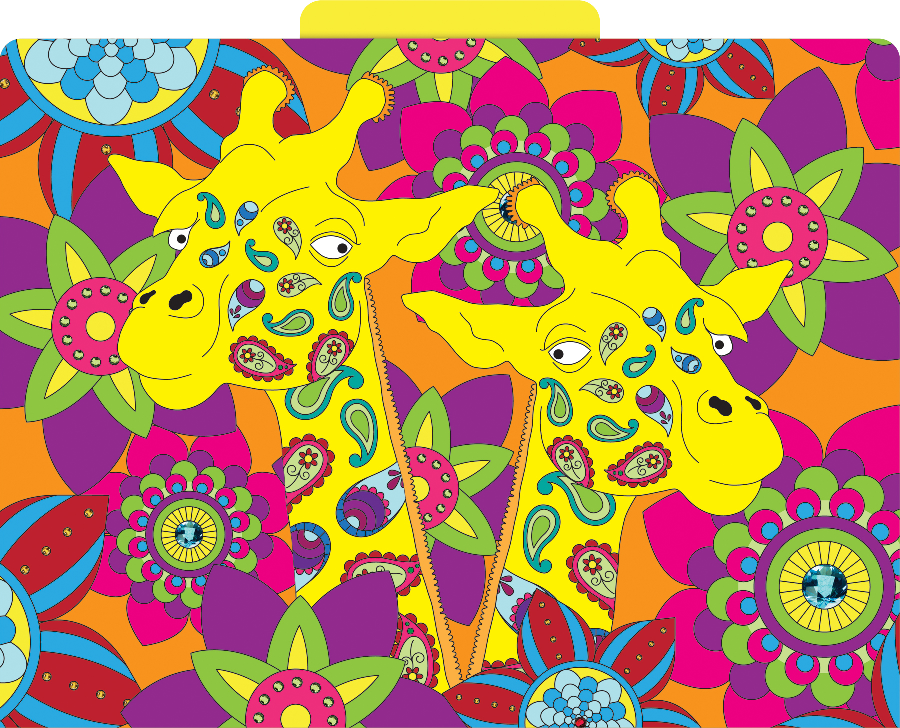 BARKER CREEK Designer File Folders Set of 12, Boho Animals, Multi-Design, Bohemian on Outside, Solid Colors on Inside, Letter Size, 1/3 Cut Tabs, 12-Pack, Home, School and Office Supplies (1342)