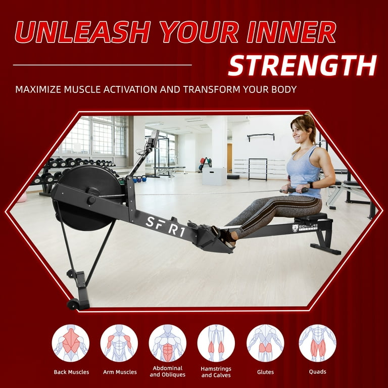 Signature Fitness Indoor Rowing Machine, 10-Level Air Resistance