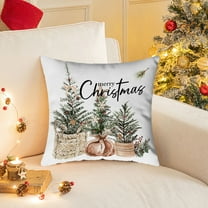 Christmas Pillow Case Cover with Zipper, Decorative Holiday Pillowcase for Sofa Bed, Indoor Outdoor Polyester Pillow Cover(A)