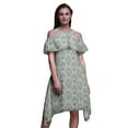 thumbnail image 1 of Bimba Damask Print Cold Shoulder Women Swing Tunic Flutter Sleeve Midi Dress-Medium, 1 of 6