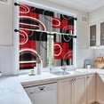 thumbnail image 2 of Red Geometric Kitchen Window Curtains Valance and Tier Set 36 Inch Black Grey White Modern Rod Pocket Short Tier Curtain, Abstract Small Drapes for Kitchen Decor, 2 of 6