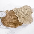 thumbnail image 3 of Women Foldable Crochet Knit Straw Hat Large Brim Sun Protection Sunhat Beach Cap, 3 of 10