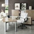 thumbnail image 3 of Homall Mid Back Executive Office Chair Swivel Computer Task Chair with Armrests, Ergonomic Leather-Padded Desk Chair with Lumbar Support, White, 3 of 7