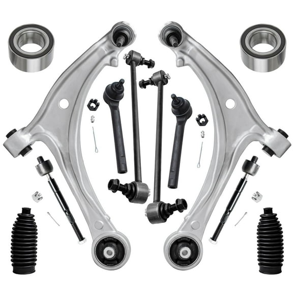 Detroit Axle - 12pc Front Lower Control Arms w/Ball Joints, Sway Bars, Inner Outer Tie Rod w/Boots & Wheel Bearing Assembly Replacement for 2005 2006 2007-2010 Honda Odyssey