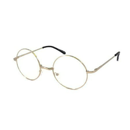 JOHN LENNON costume Circle Round Retro Large Metal Frame Clear Lens Eye Glasses, Silver