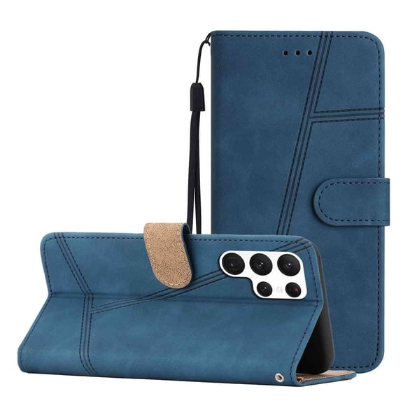 Allytechgroup Wallet Case for Samsung Galaxy S26 Ultra,Stylish PU Leather TPU Inner Shockproof Flip Cover with Cards Slots & Lanyard, Blue