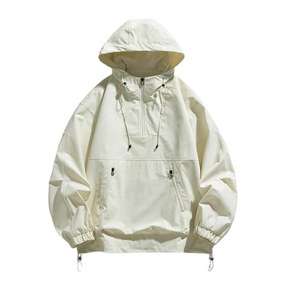 2023 Men's Casual Hooded Jacket Lightweight Breathable Outdoor Pullover Windproof Comfortable Loose Fit Hoodie for Daily Wear