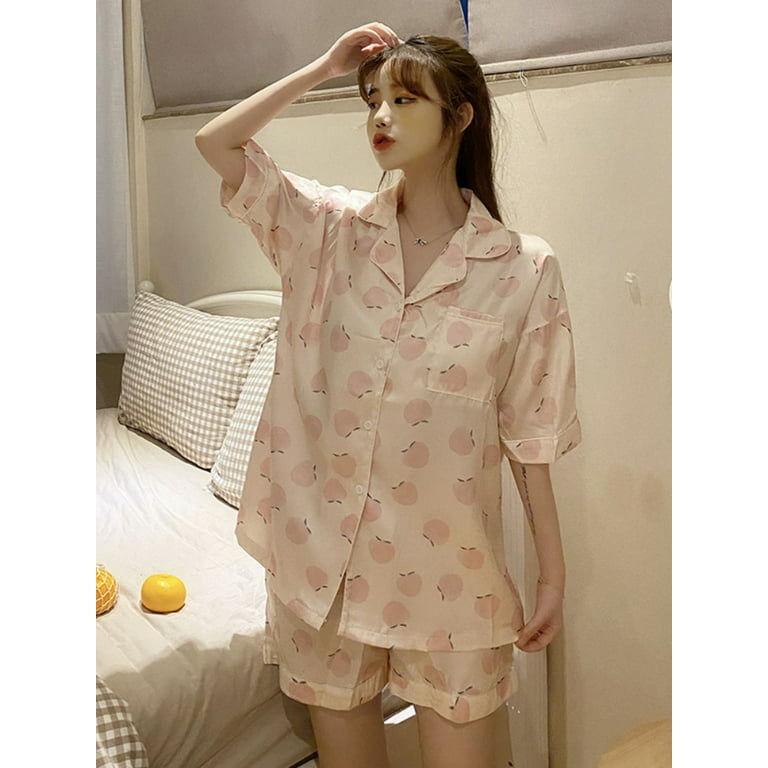 Peachy Satin Camisole Pajamas Set