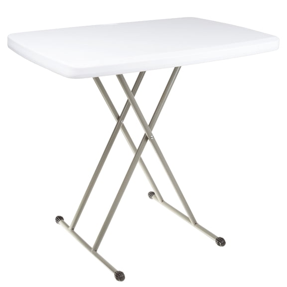 Everyday Home Adjustable Folding Table for Camping, Cards and Crafts, White