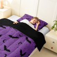 thumbnail image 3 of Homewish Halloween Bat Twin Comforter Sets,Crescent Pattern Bedding Set,Lavender Purple Black,Black Reversible,2pcs,1 Comforter and 1 Pillowcase, 3 of 7