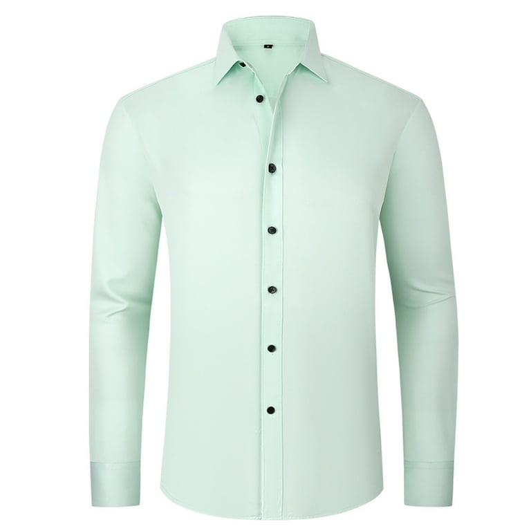 QATAINLAV Dress Shirts for Men Long Sleeve Button Down Shirts Solid Casual  Business Outfits 2024 Wedding Party Formal Shirts Deal of the Day Green L -  Walmart.com