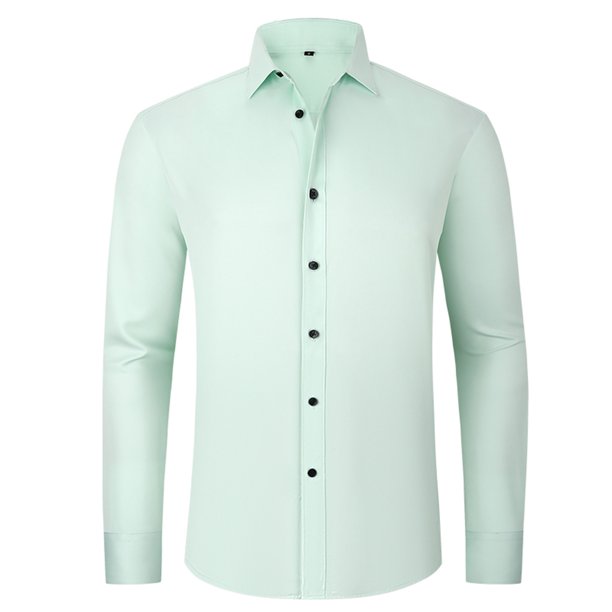 Blusa y camisa de manga larga con cuello vuelto para hombre, blusa informal de moda para negocios, camisa de manga larga con cuello vuelto y botones para hombre.