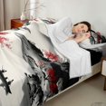 thumbnail image 4 of Manfei Ink Red Sun Mountain Full Size Sheets, Plum Blossom Boat Bed Sheets, Black Red White 4pcs, 1 Flat Sheet, 1 Fitted Sheet and 2 Pillowcases, 4 of 6