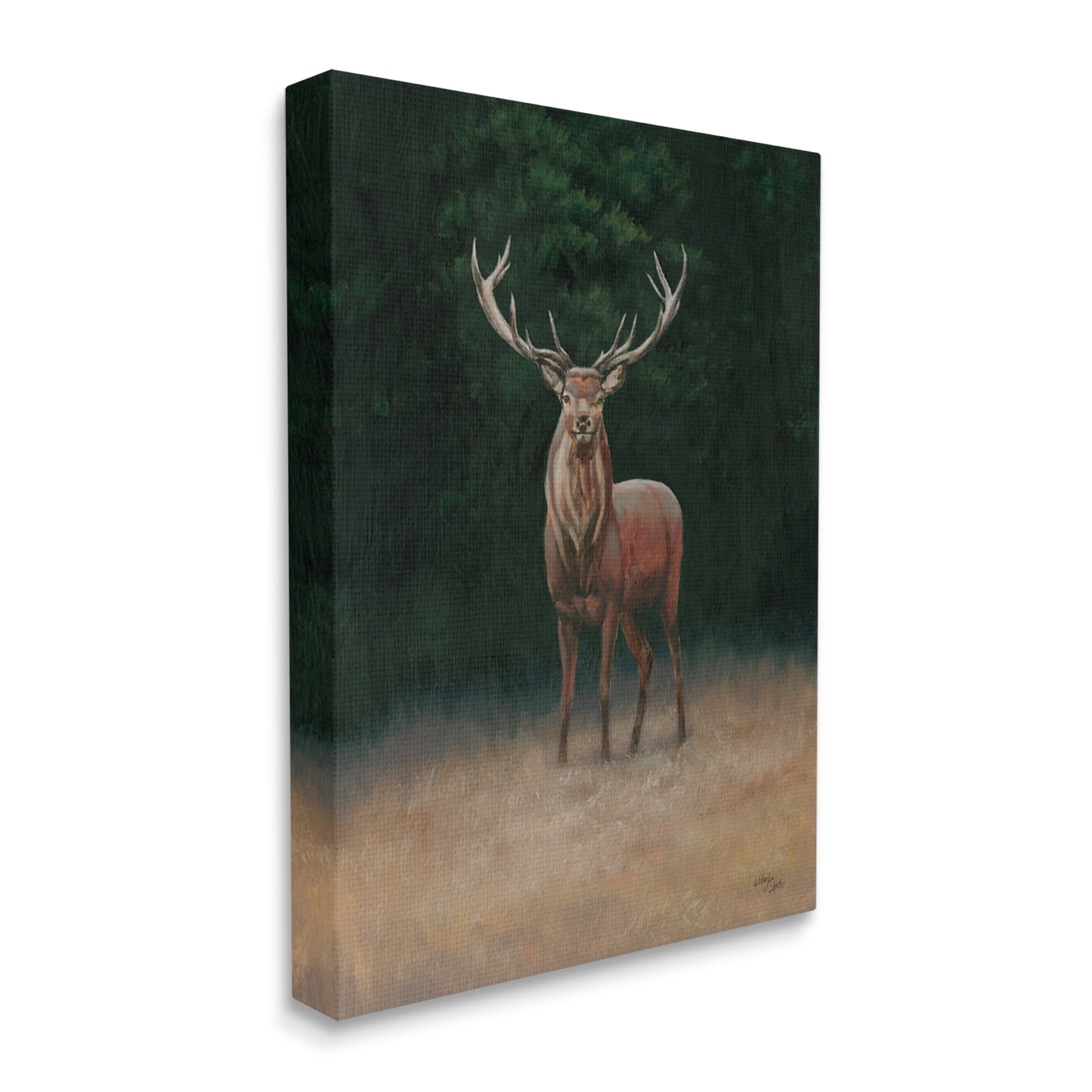 Stupell Industries Deer in Forest Clearing Animals & Insects Painting Gallery Wrapped Canvas Print Wall Art, 24 x 30