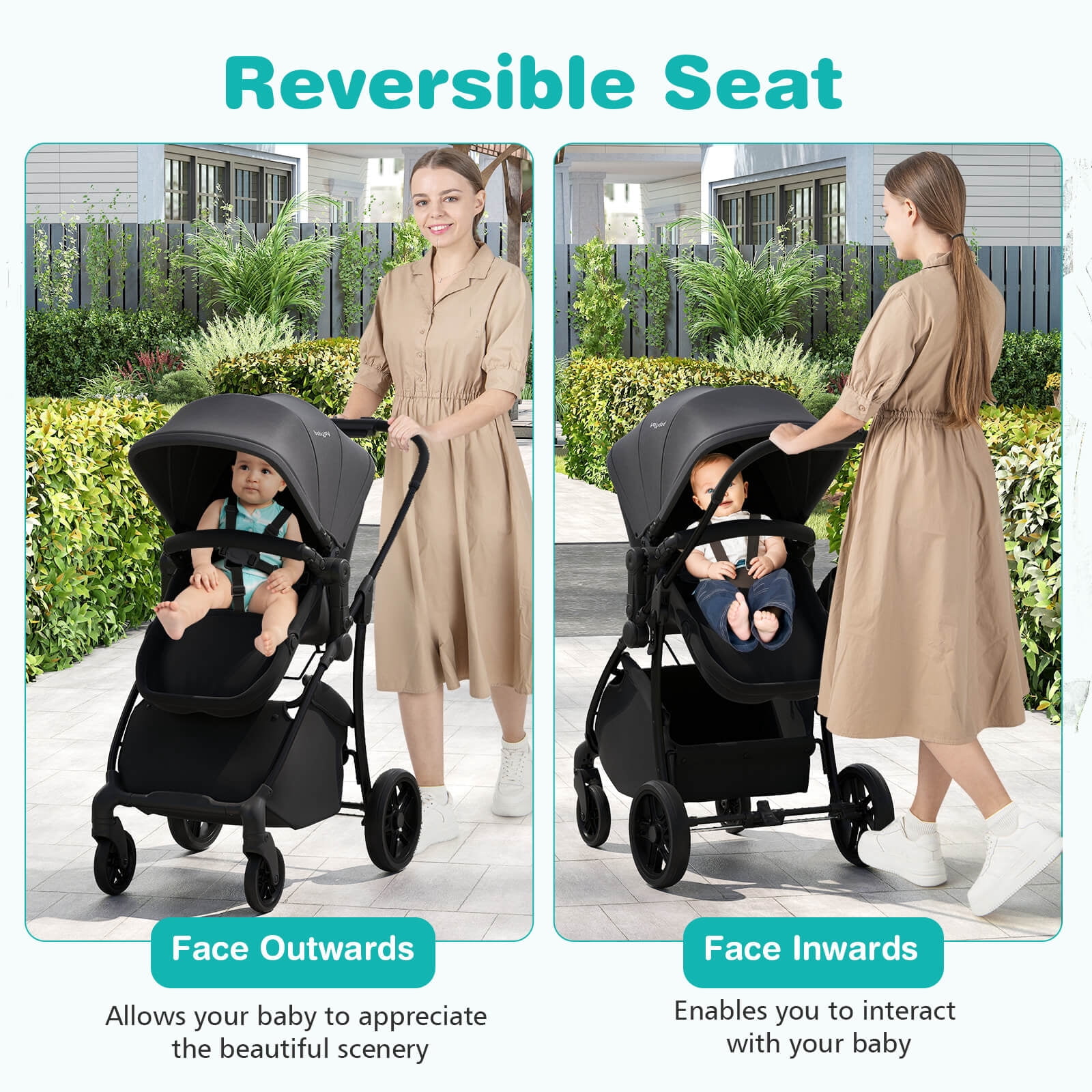 Babyjoy 2 in 1 Baby Stroller Folding High Landscape Pushchair with Bassinet Mode Gray