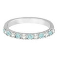 thumbnail image 4 of Diamond and Aquamarine Ring Guard Anniversary Band 14k White Gold (0.32ct), 4 of 6