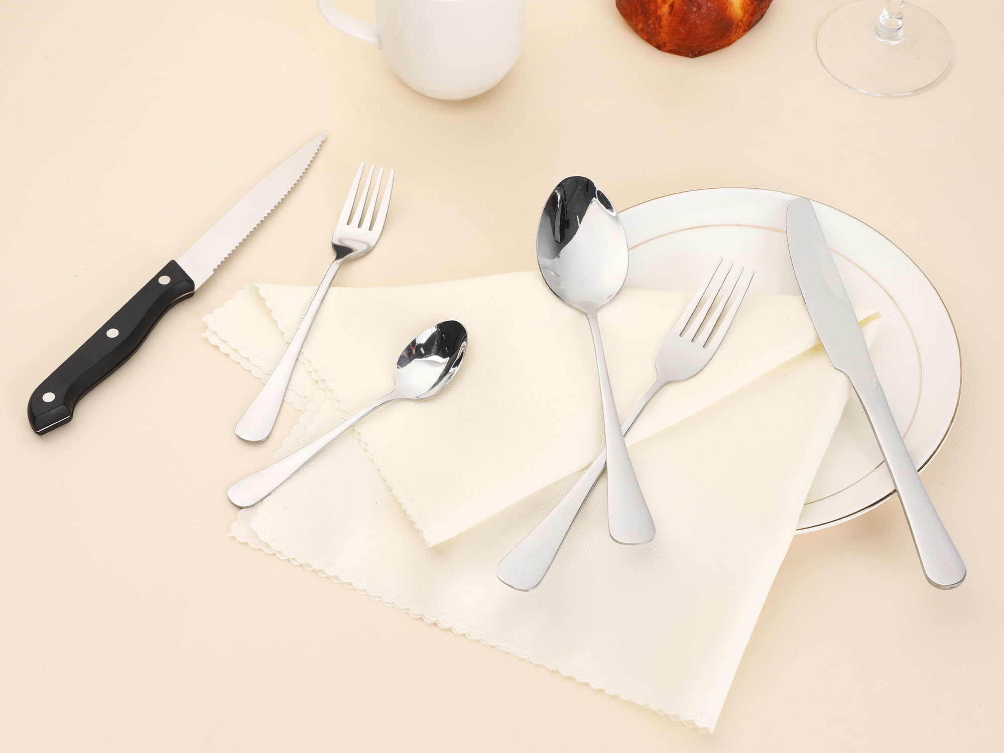 Unique Bargains Stainless Steel Flatware Set Silver 24 Pcs