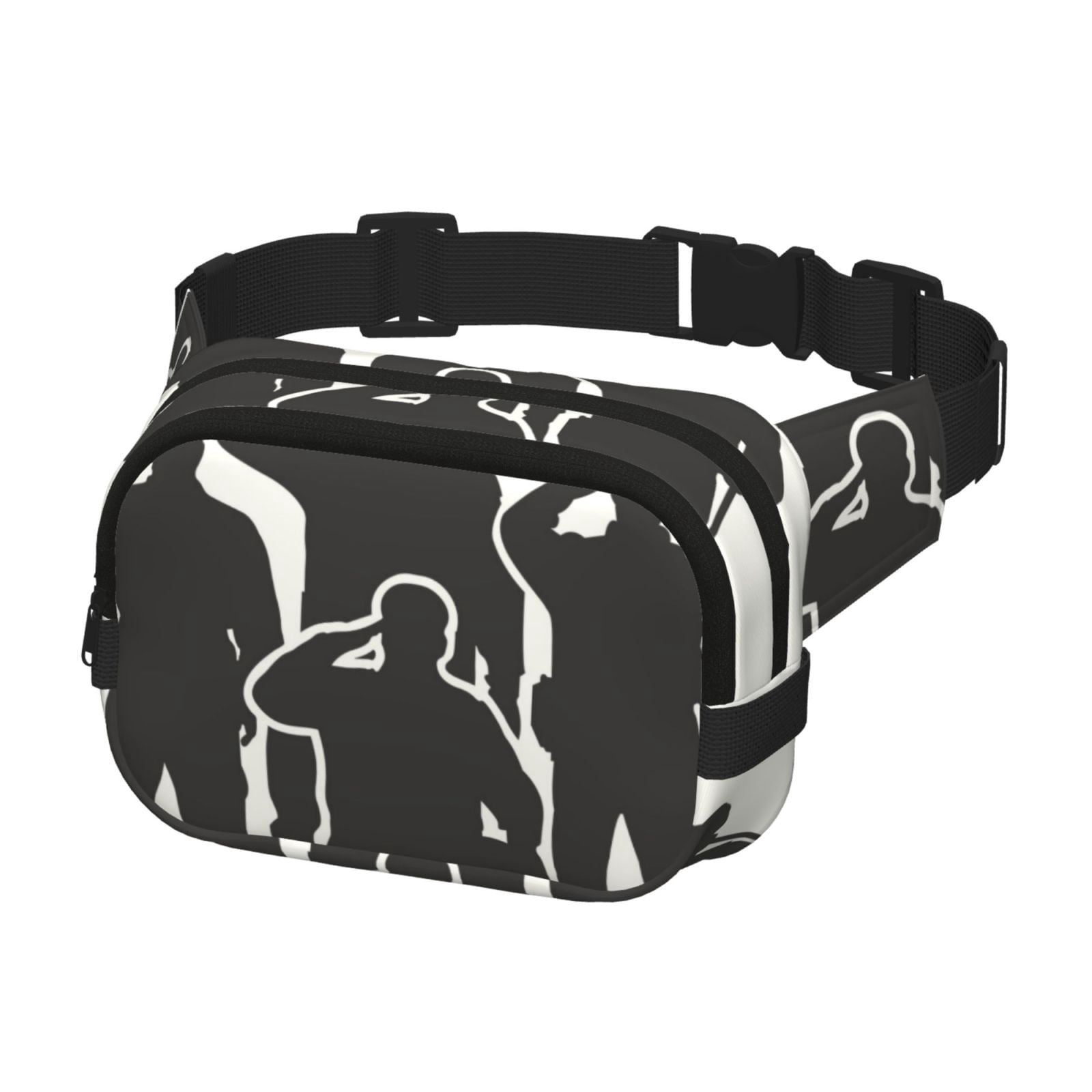 Picia Veterans Day Print Square Double-Layer Waist Bag Mini Adjustable Waist Belt Bag Exercise Running Travel Hiking