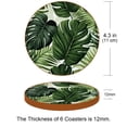 thumbnail image 3 of Palm Leaves 6PCS Round Coasters, Microfiber Leather Drink Coasters Set of 6, 11x11 cm/4.3x4.3 in Absorbent Coaster for Drinks, Cup Coaster for Home and Kitchen Decor, 3 of 6