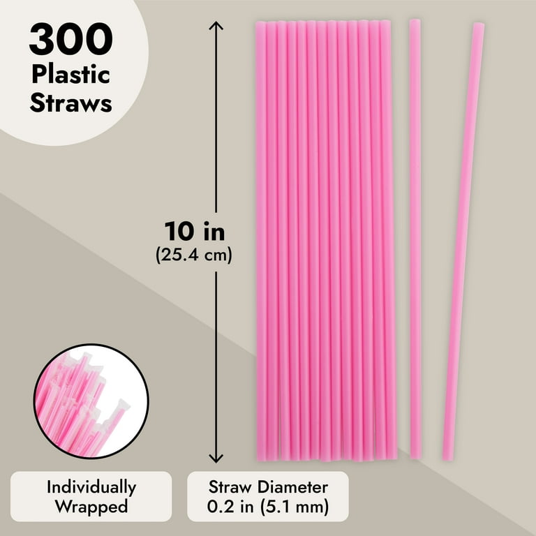 WerkaSi 100pcs Heart Straws Disposable 8.26-inch Pink Plastic Party Straws Pink Drinking Straws