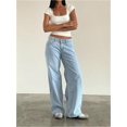 thumbnail image 4 of Pantalones vaqueros de pierna ancha for mujer, de talle bajo, holgados, pierna recta, pantalones de mezclilla for novio, pantalones vaqueros sueltos casuales, estilo niña Y2K, 4 of 5