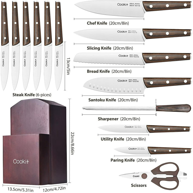 SiliSlick Stainless Steel Steak Knife Set of 6 -Blue Handle and