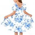 thumbnail image 5 of Amidoa Girl Dresses Skater Short Sleeve Twirl A-Line Dress Casual Summer Sundress for Kids Light Blue Size 12, 5 of 7