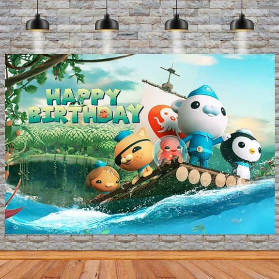 Cartoon Octonauts Birthday Backdrop Photography Kids Party Supplies Happy Birthday Party Decorations 37''×30''