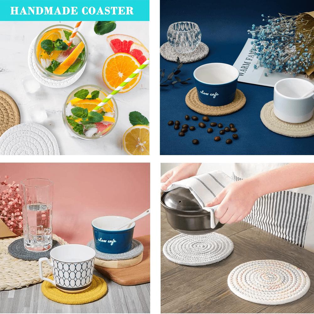 Absorbent Drink Coasters Handmade Braided Super Absor Bent Heat