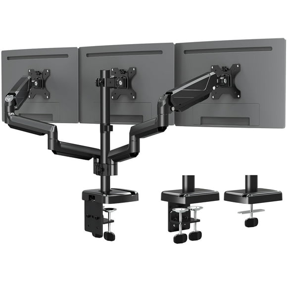 MOUNTUP Triple Monitor Mount - Monitor Desk Mount for 3 Computer Screens Up to 27 inch, Triple Monitor Arm with Gas Spring, Heavy Duty Monitor Stand, Each Arm Holds Up to 17.6 lbs