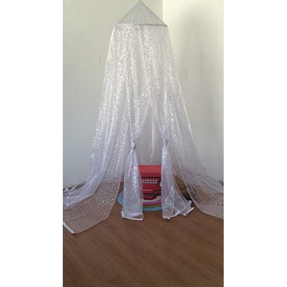 OctoRose Deluxe Organza Sparkle Tastic Princess Bed Canopy ( 60x250x1000cm ) Fit Crib, Twin, Full, Queen, King Bed