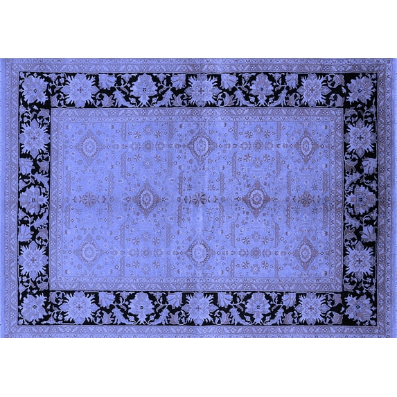 Ahgly Company Machine Washable Indoor Rectangle Oriental Blue Industrial Area Rugs, 5' x 8'