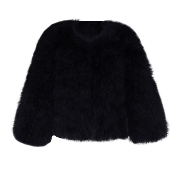 XIMIN Kids Girls Faux-Fur Jacket Coat Solid Color Sweater Long Sleeve Short Jacket, Winter Coat Luxury Snowday Thick Warm Fashion Cool Outwear Fluffy Clothes