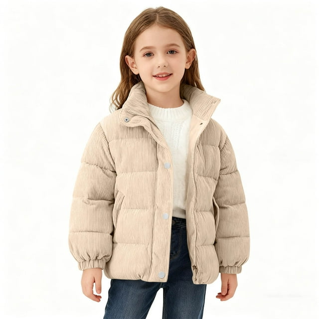 Chaquetas y abrigos casuales de manga larga sin capucha para niños, chaqueta de color sólido con apertura de bolsillo, chaqueta informal de invierno con cuello alto corto, blusa de poliéster para niño